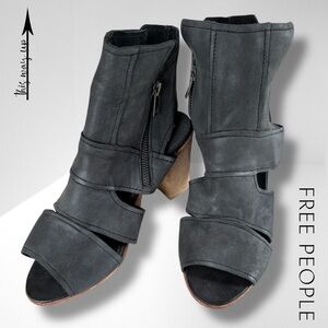 Free People Effie Charcoal Heeled Leather Booties